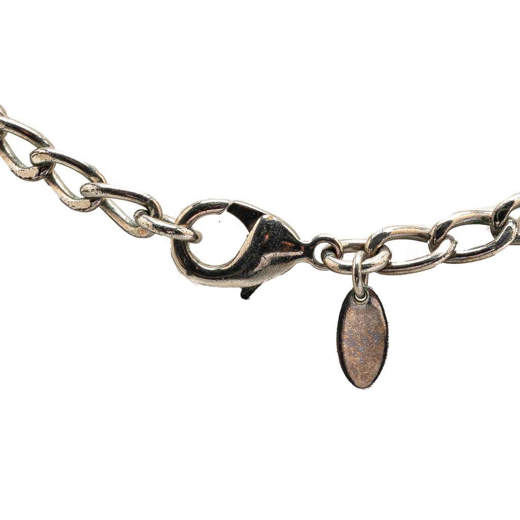 Chanel Silver Plated Resin CC Camellia Charm Necklace - 2