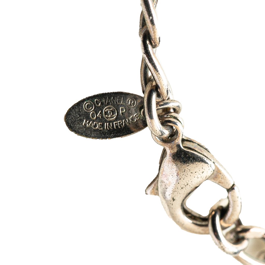 Chanel Silver Plated Resin CC Camellia Charm Necklace - 3