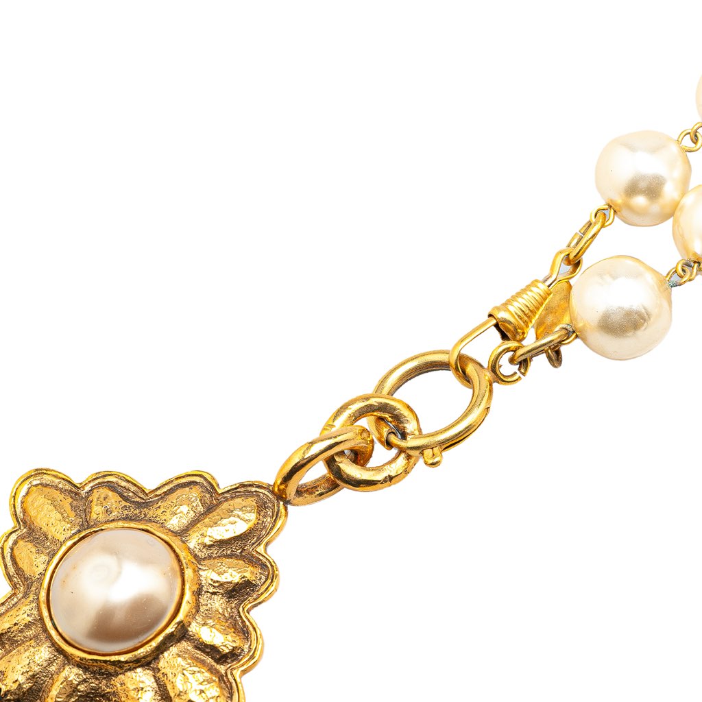 Chanel Gold Plated Faux Pearl Necklace - Back view