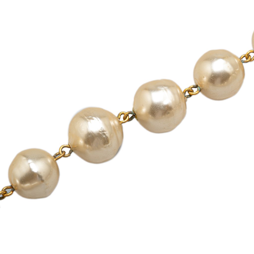Chanel Gold Plated Faux Pearl Necklace - 4