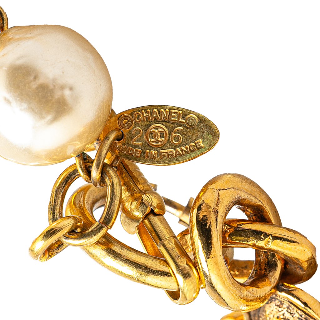 Chanel Gold Plated Faux Pearl Necklace - Detail 1