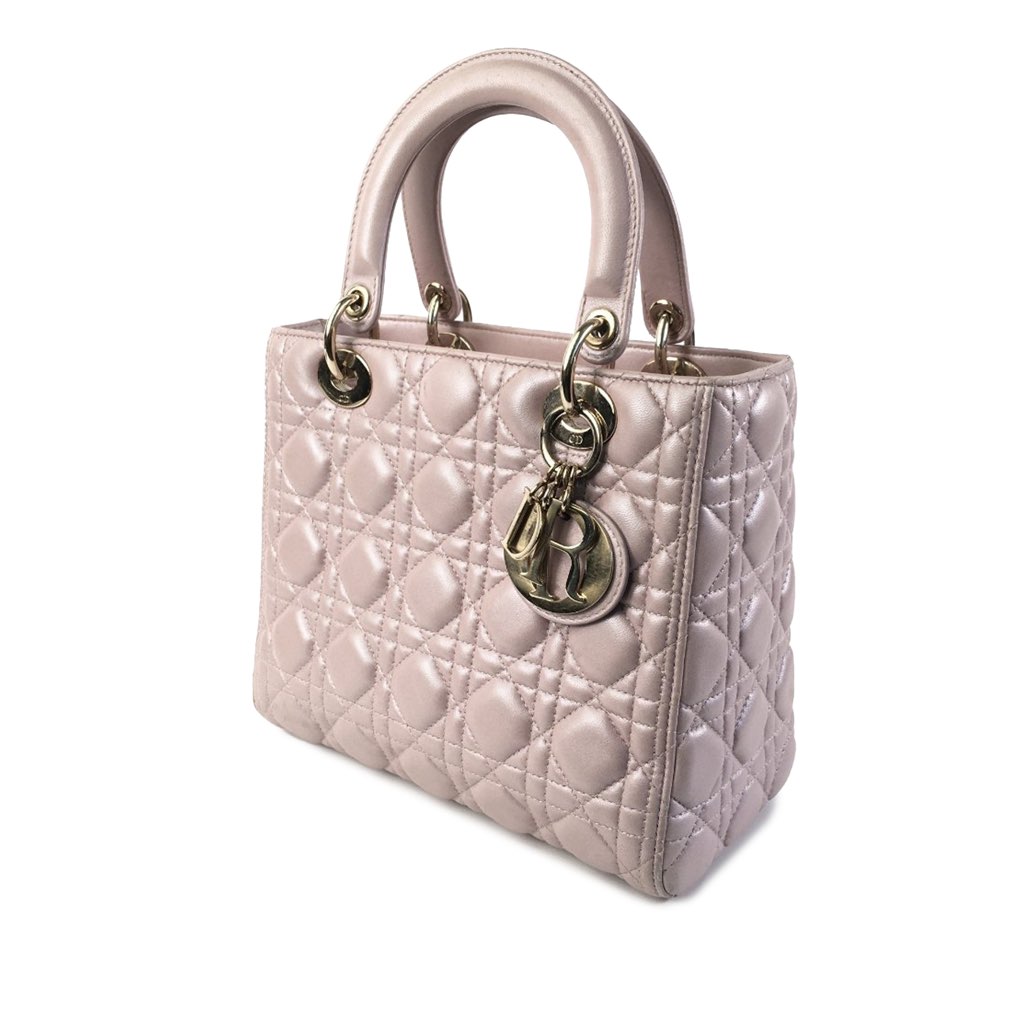Dior Medium Pearlescent Lambskin Cannage Lady Dior - 2