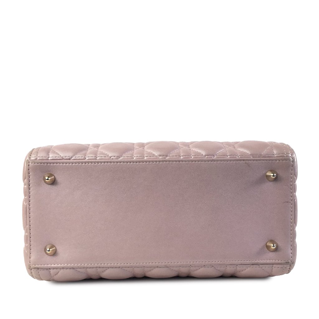 Dior Medium Pearlescent Lambskin Cannage Lady Dior - 4