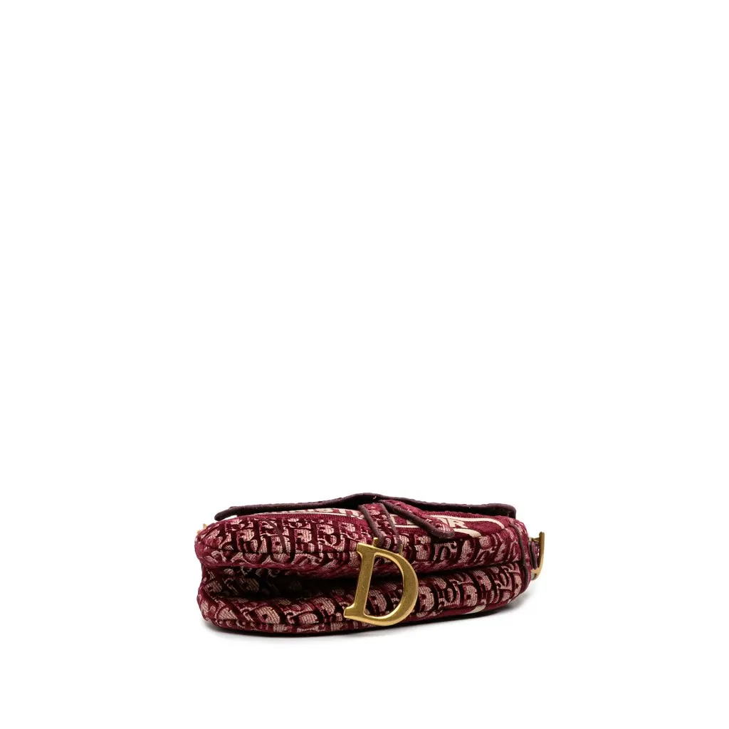 Dior Oblique Velvet Embroidered Saddle Bag Red Velvet Very good - Inside View