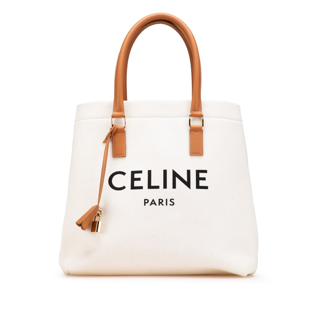 Celine Small Canvas Logo Print Horizontal Cabas Tote