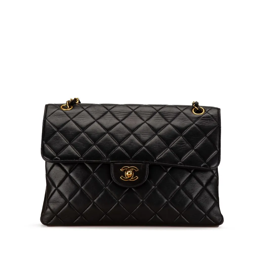 Chanel Jumbo Lambskin Double Sided Flap Black Leather Good - Inside View