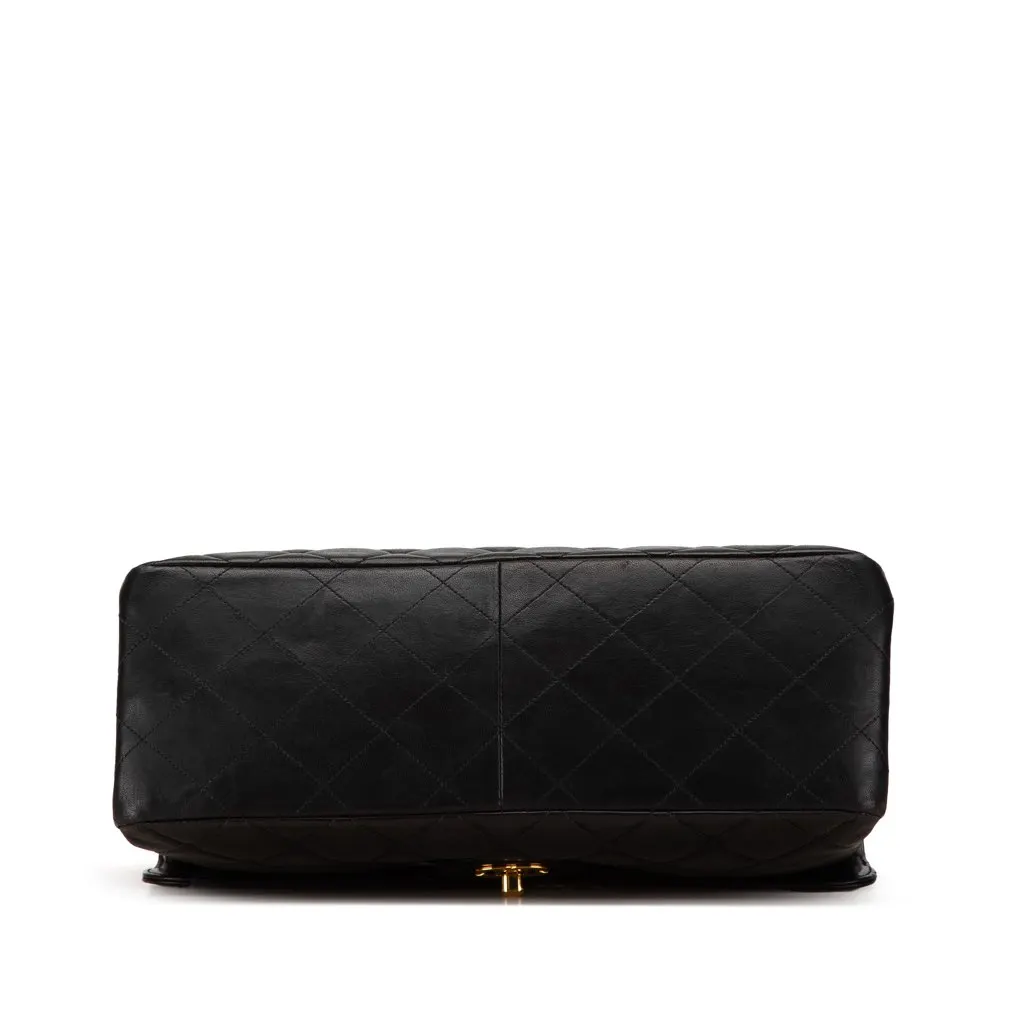 Chanel Jumbo Lambskin Double Sided Flap Black Leather Good - Model View