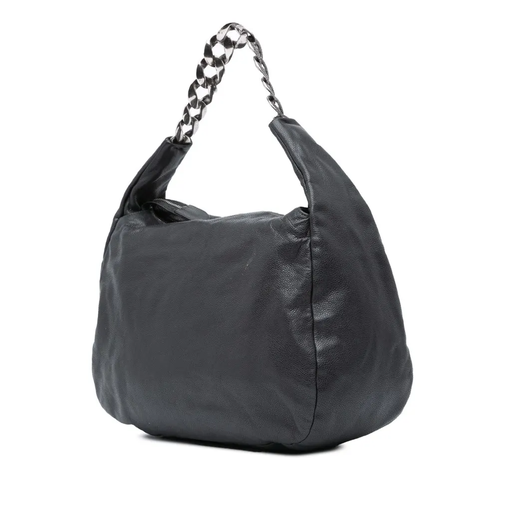 Chanel Caviar 31 Hobo Bag Black Leather Good - Back View