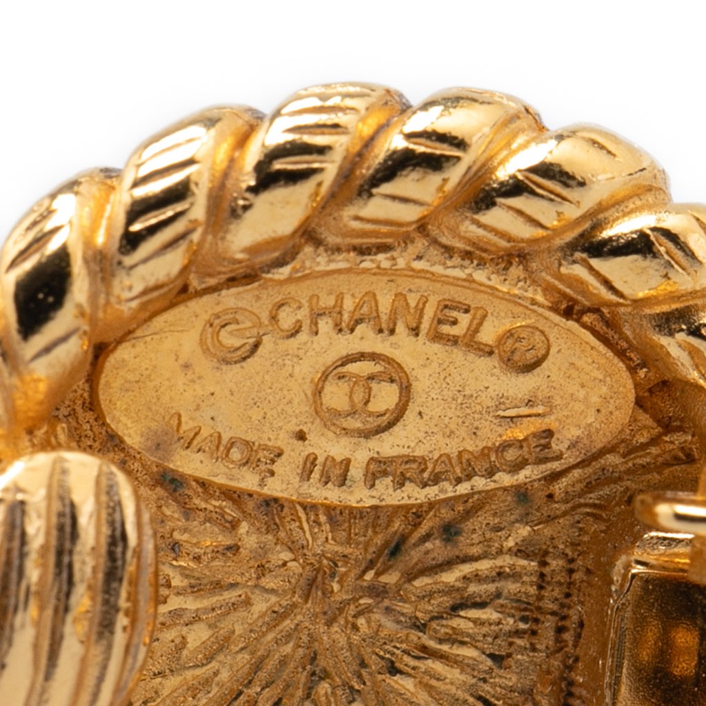 Chanel Gold Plated CC Round Clip on Earrings - 3