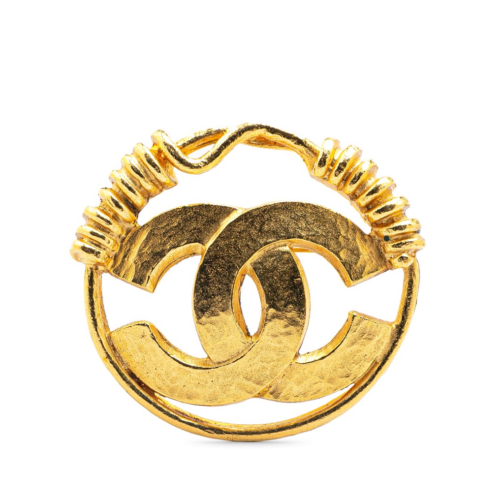 Chanel Gold Plated CC Brooch
