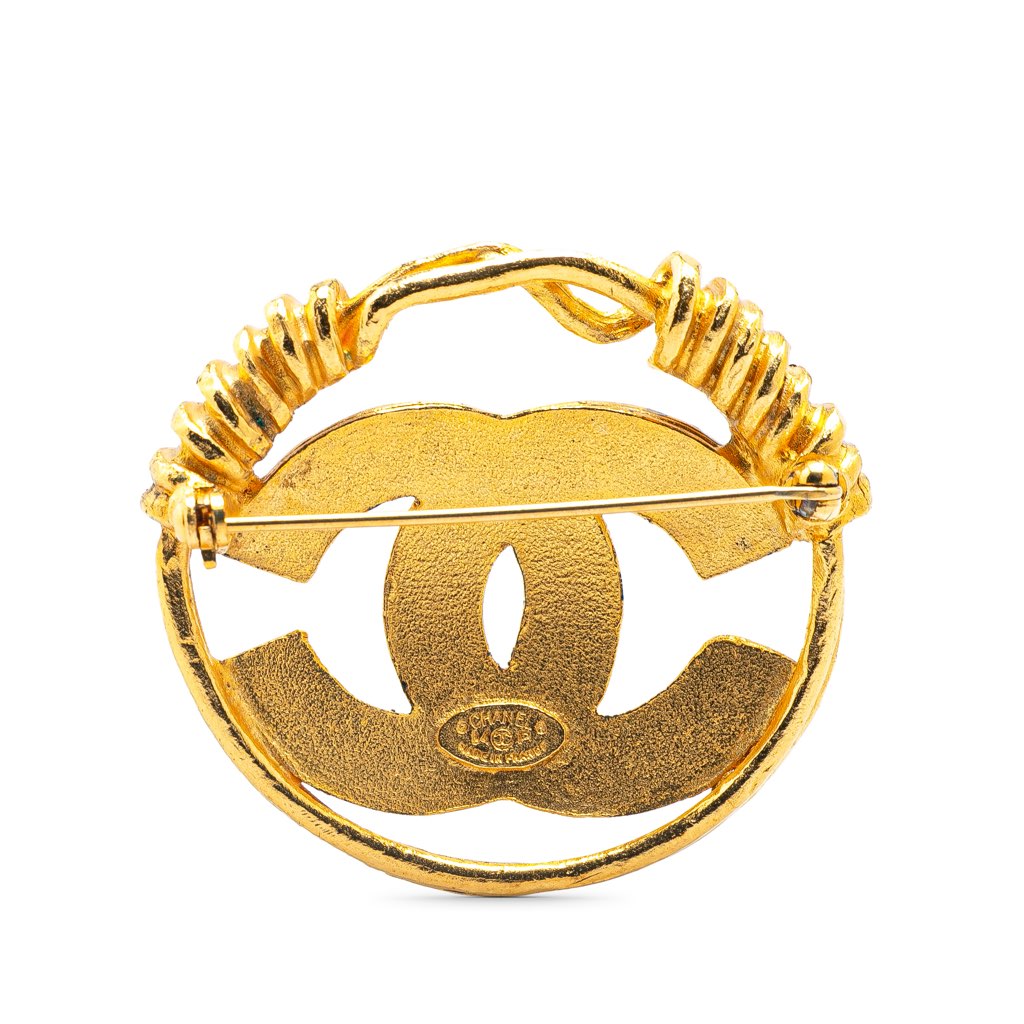 Chanel Gold Plated CC Brooch - 2