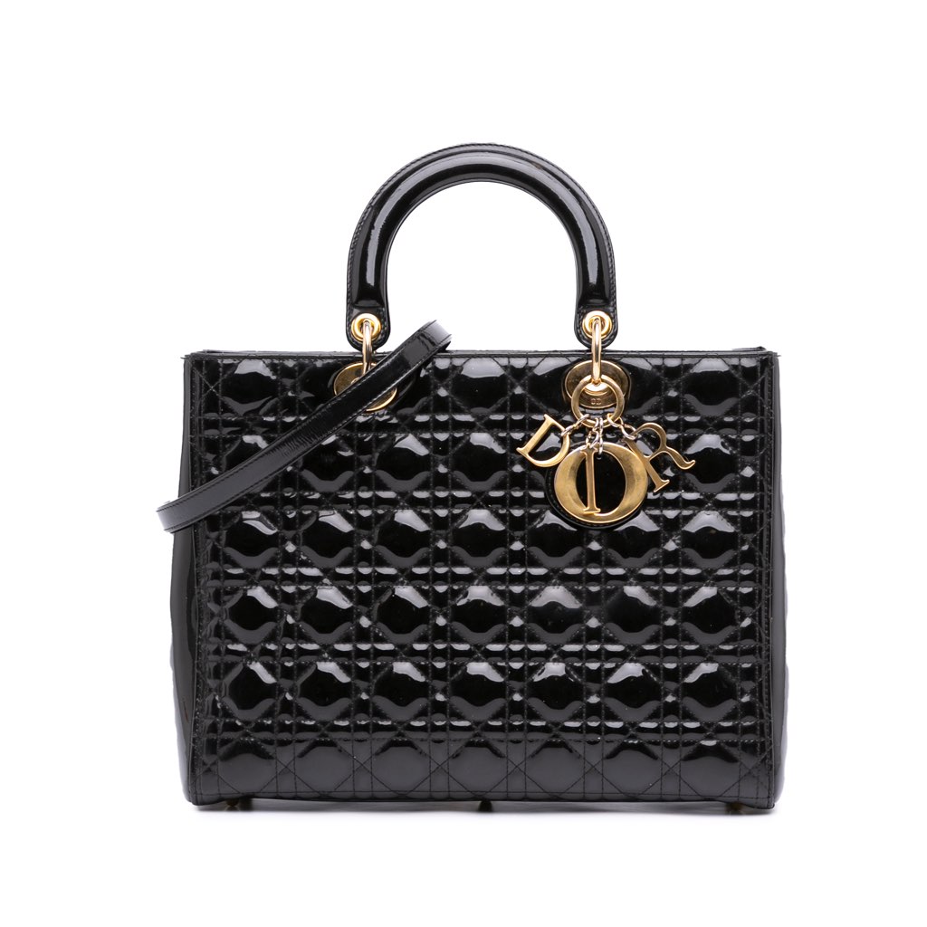 Dior Large Patent Cannage Lady Dior