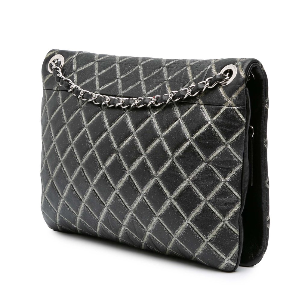 Chanel Quilted Metallic Distressed Lambskin CC Crystal Flap - Back view