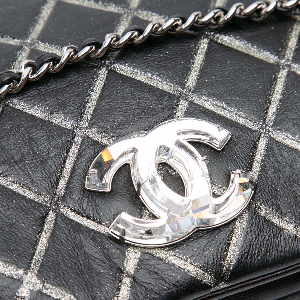Chanel Quilted Metallic Distressed Lambskin CC Crystal Flap - Side view