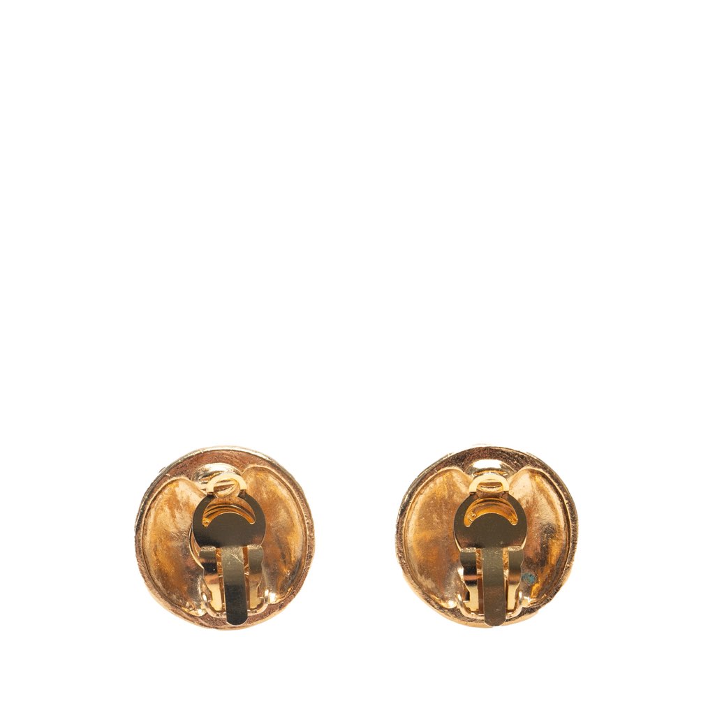 Chanel Gold Plated CC Round Clip On Earrings - 2