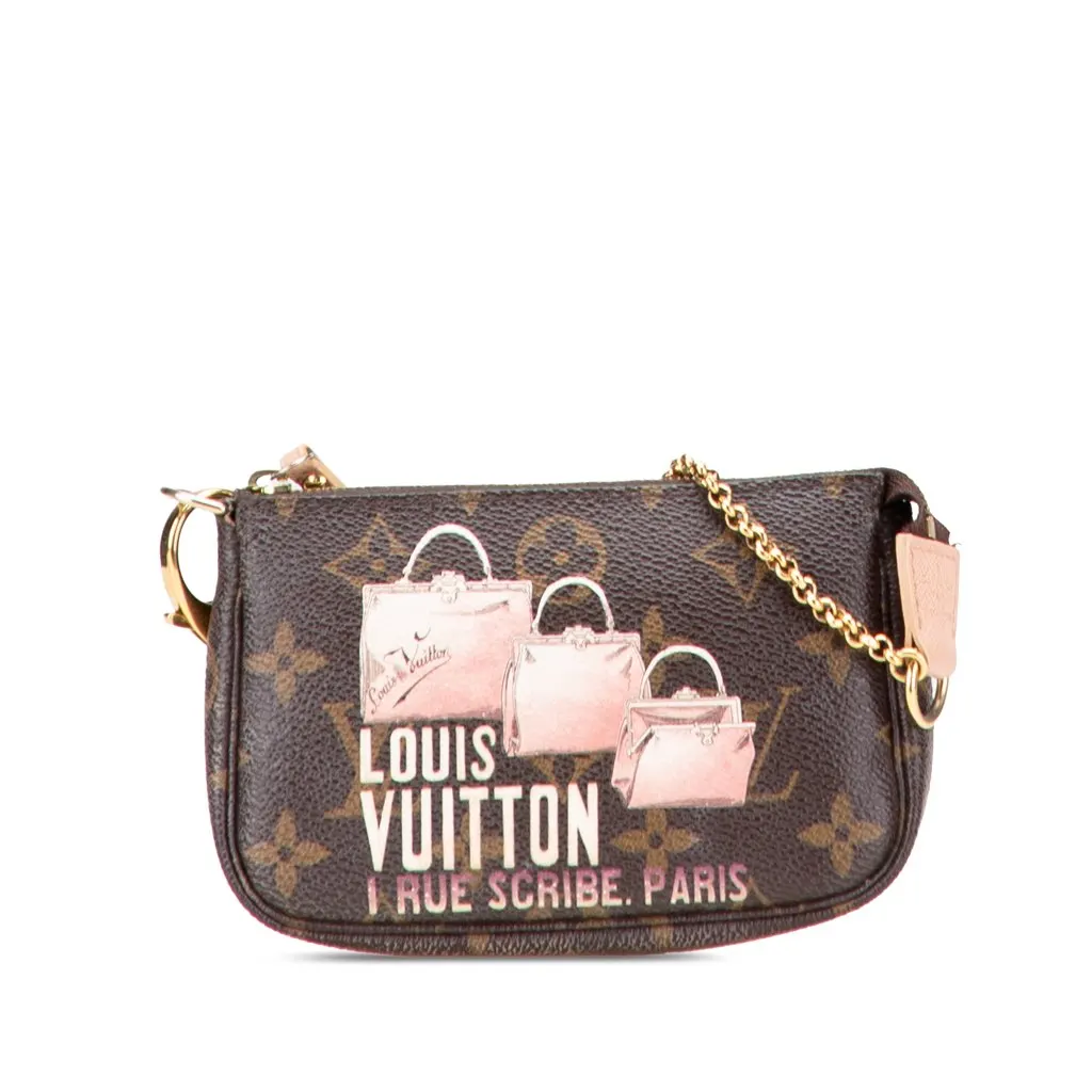 Louis Vuitton Monogram Affiche Mini Pochette Accessoires Brown Canvas Good - Front View
