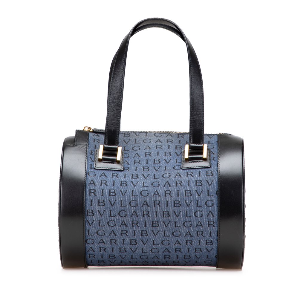 Bvlgari Logomania Denim Cylinder Handbag