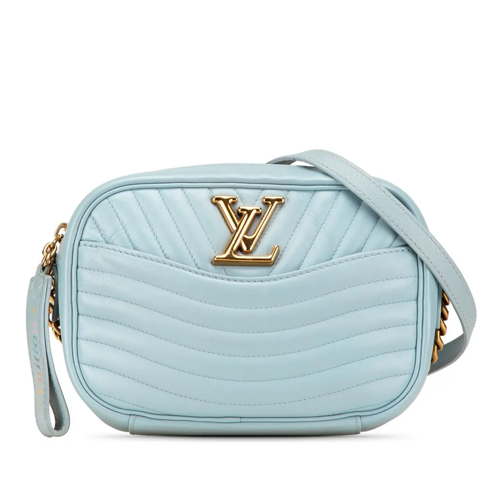 Louis Vuitton New Wave Camera Bag Blue Leather Good - Front View