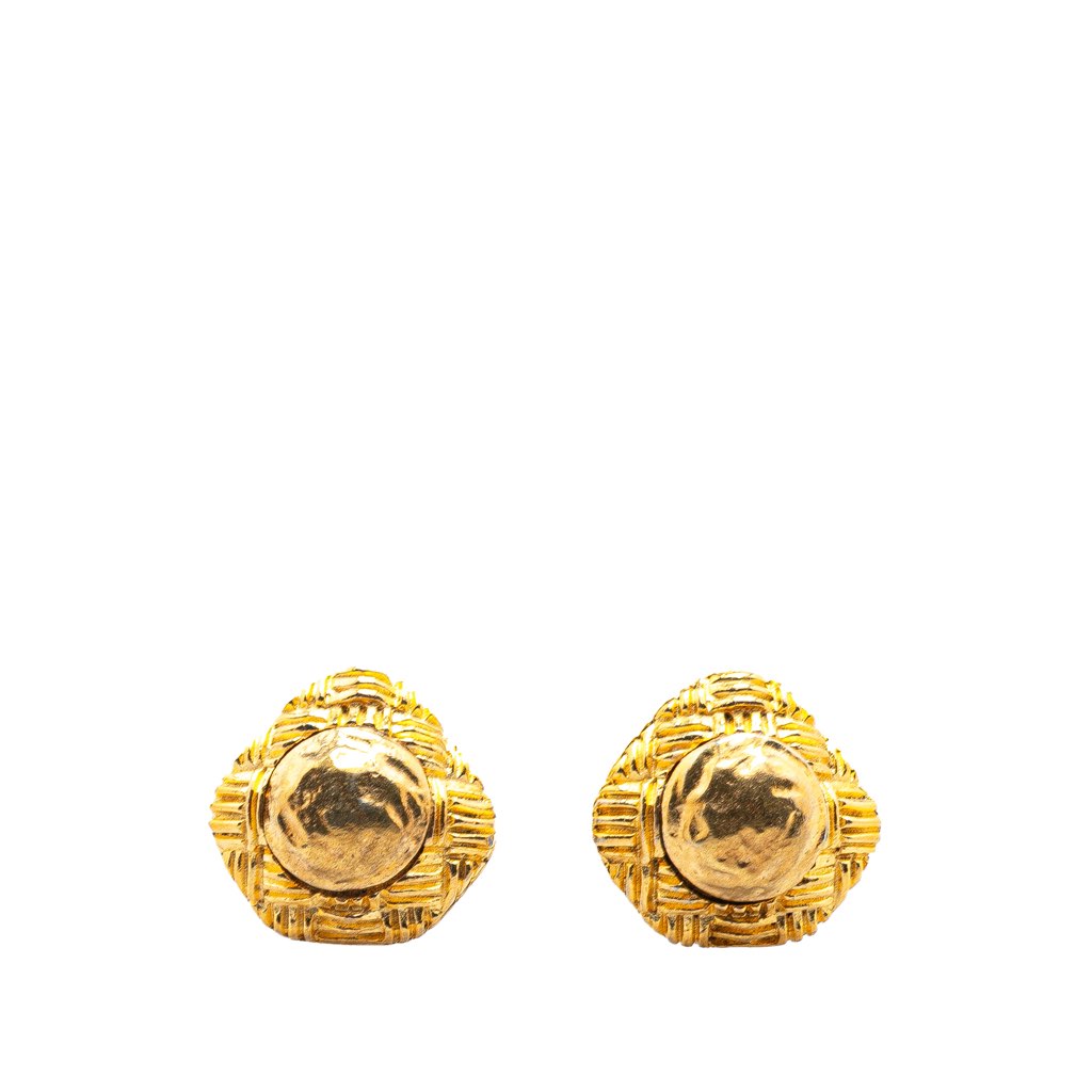 Chanel Gold Plated Round Clip On Earrings