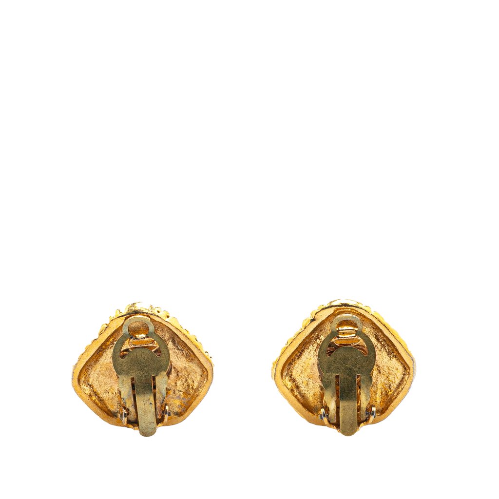Chanel Gold Plated Round Clip On Earrings - Back view