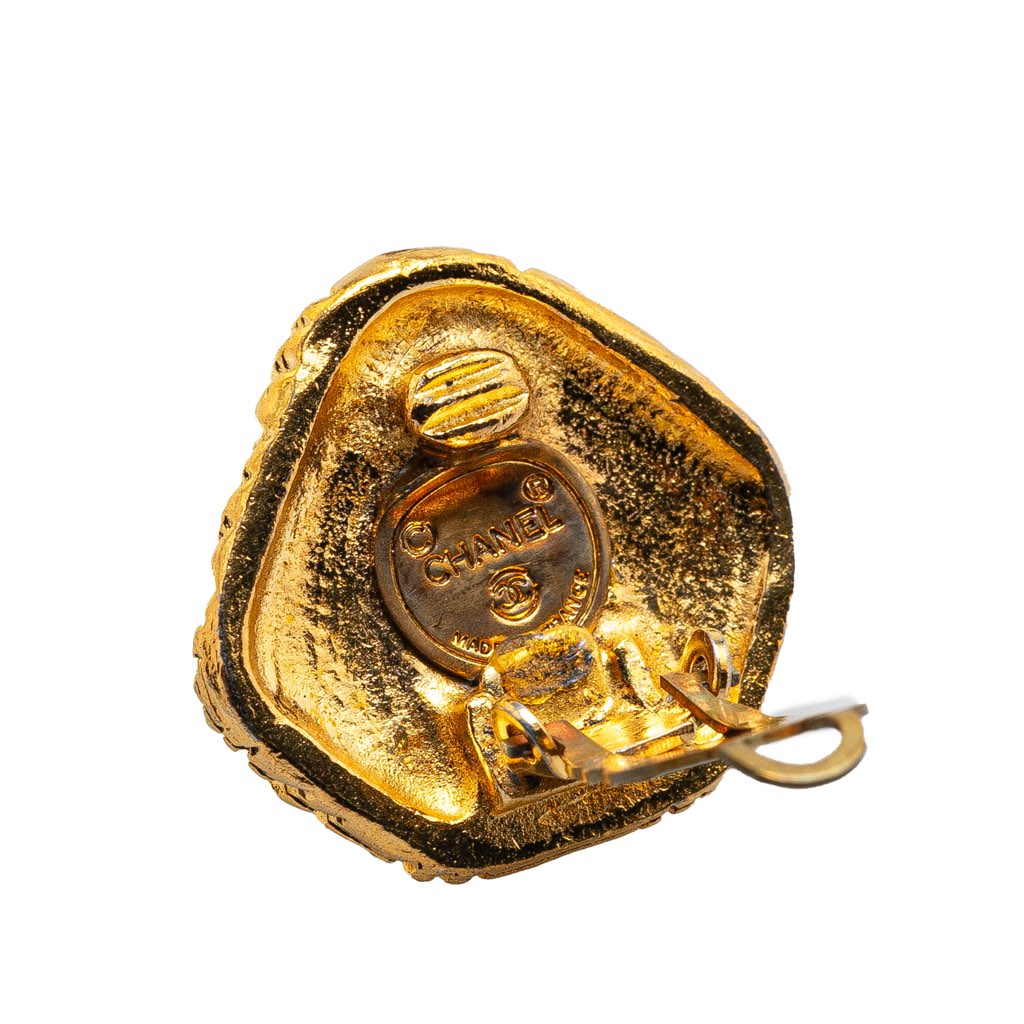 Chanel Gold Plated Round Clip On Earrings - Image 6