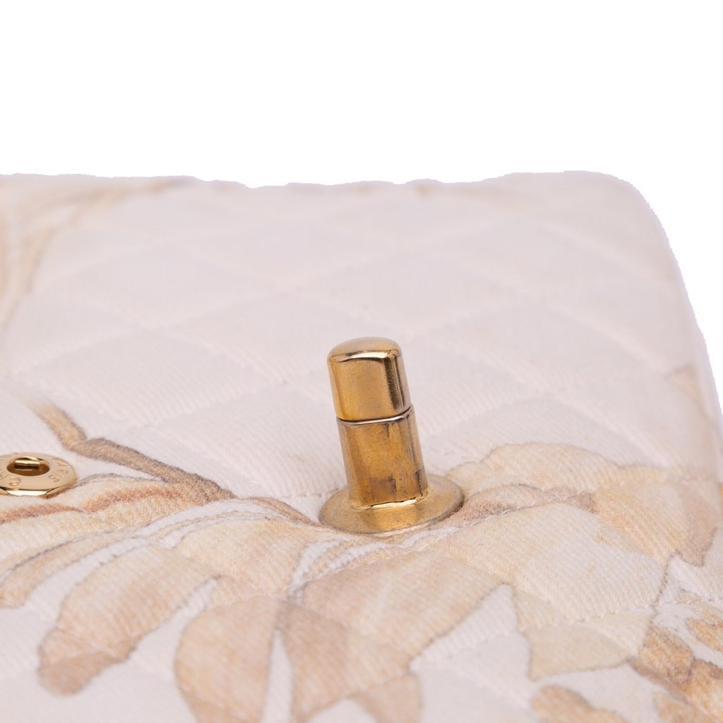 Chanel Medium Classic Printed Denim Floral Double Flap - Image 12