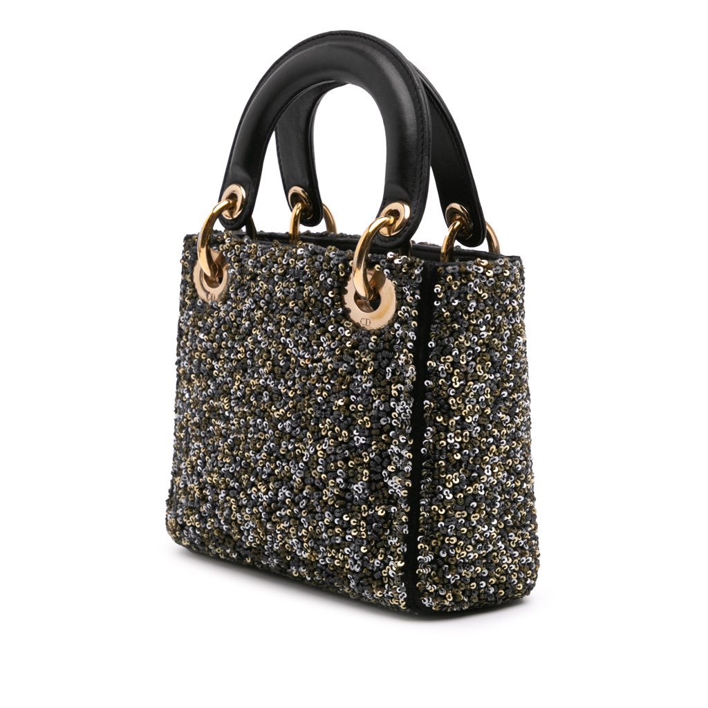 Dior Mini Satin Sequin Embroidered Lady Dior - 2