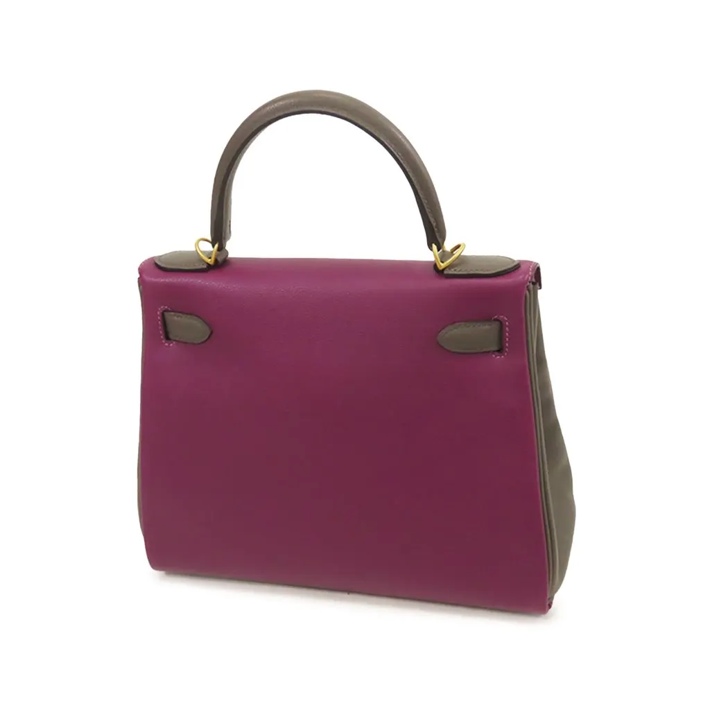Hermès Special Order Evercolor Kelly II Retourne 28 Purple Leather Very good - Back View