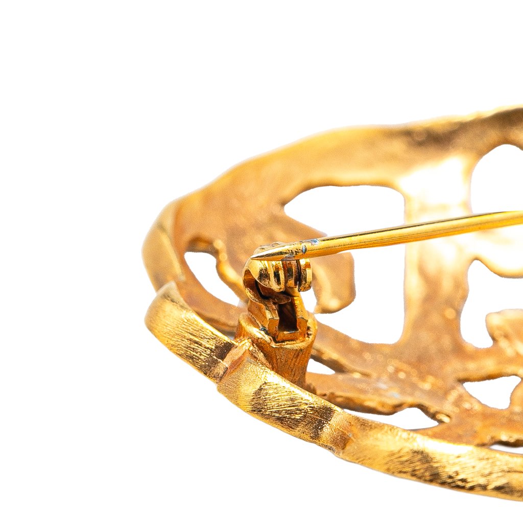 Chanel Gold Plated CC Filigree Brooch - 4