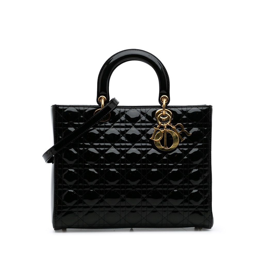Dior Large Patent Cannage Lady Dior