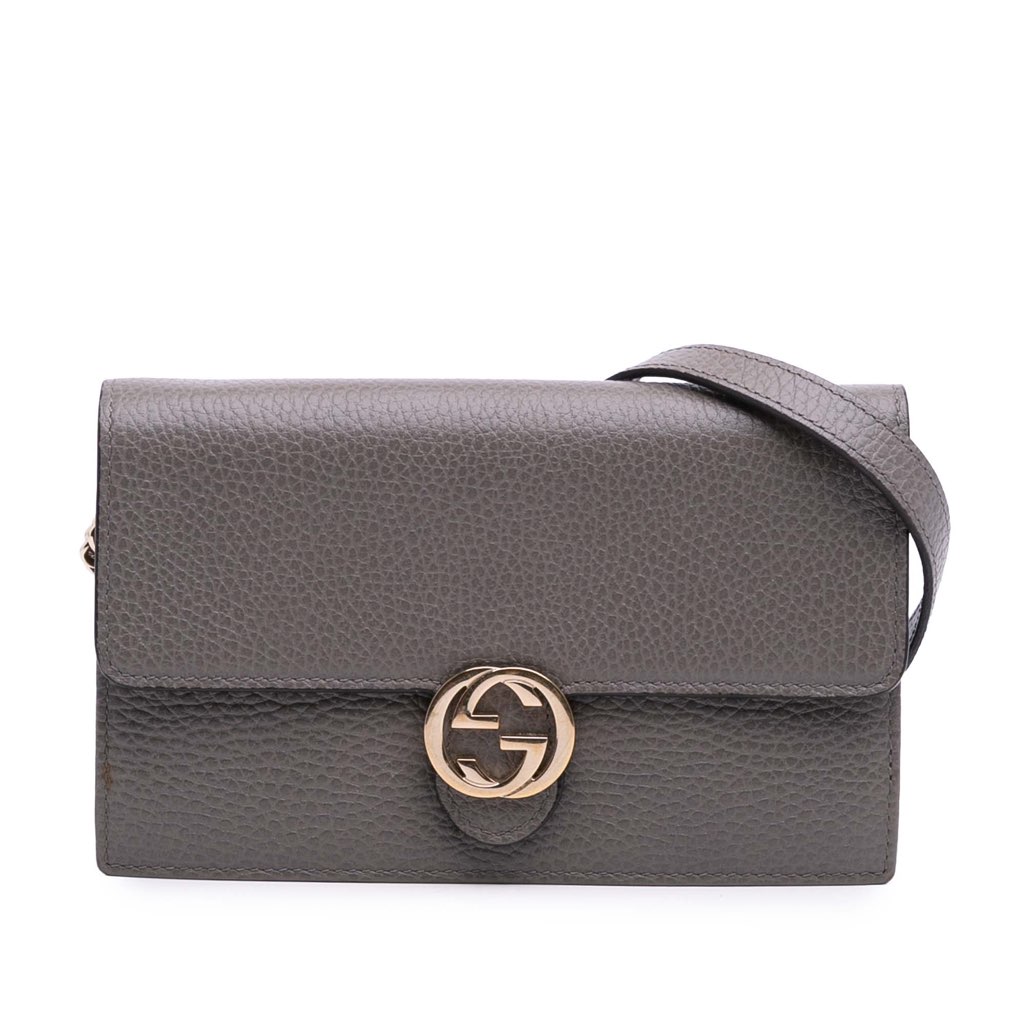 Gucci Leather Interlocking G Dollar Wallet on Chain