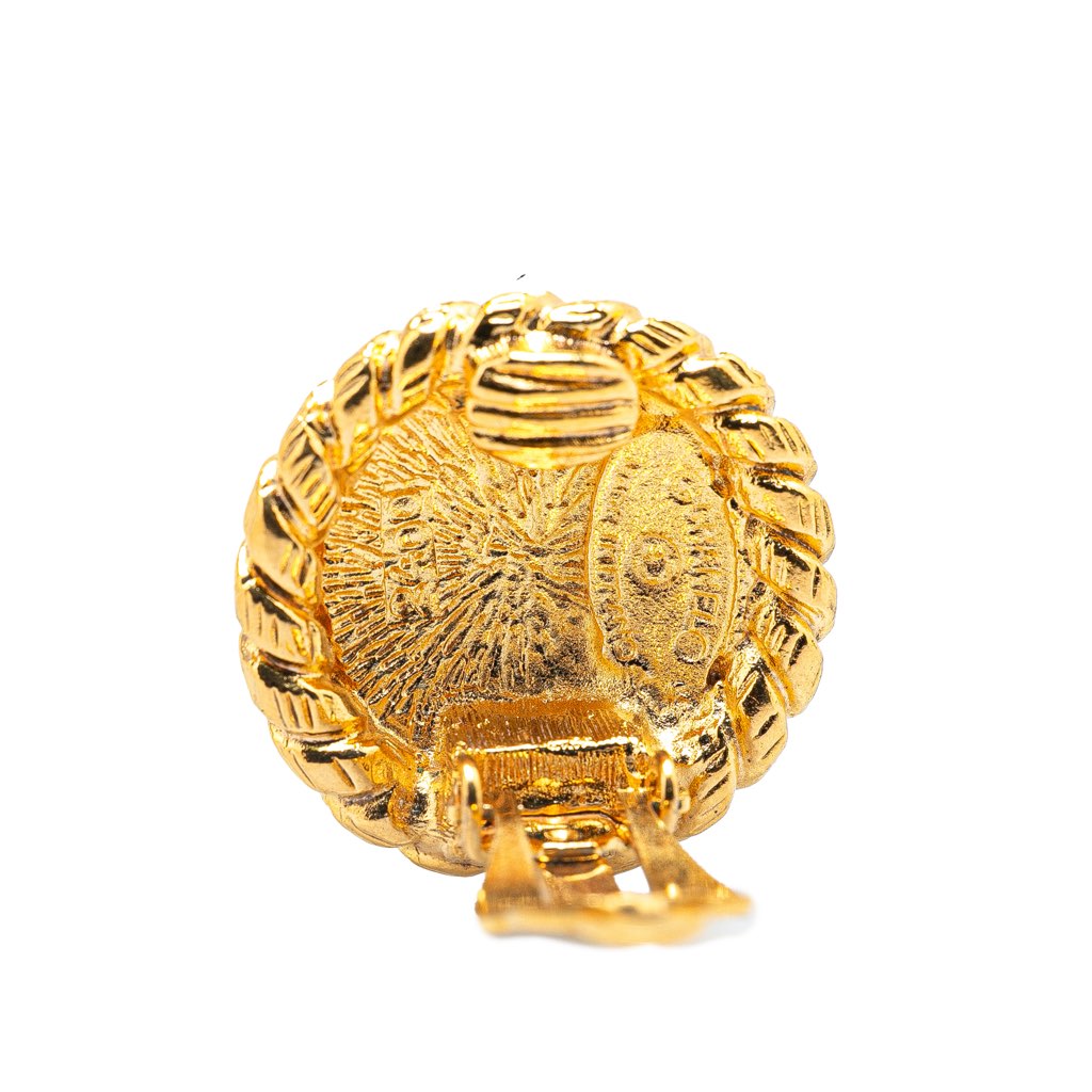Chanel Gold Plated CC Round Clip on Earrings - 3