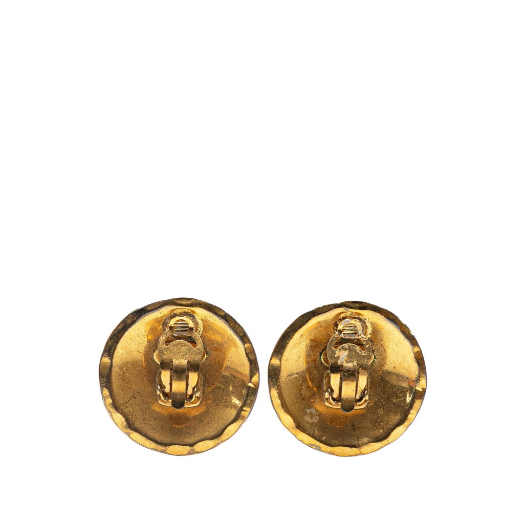 Chanel Gold Plated CC Quilted Clip on Earrings - 2