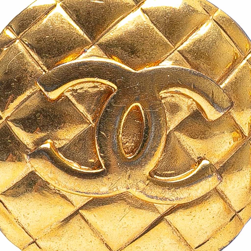 Chanel Gold Plated CC Quilted Clip on Earrings - 3