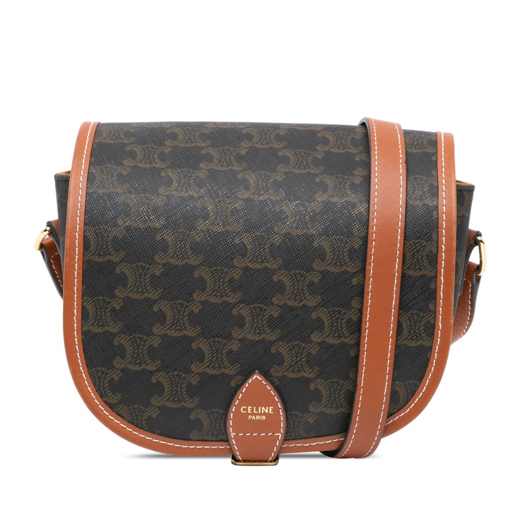 Celine Medium Triomphe Coated Canvas Folco Crossbody