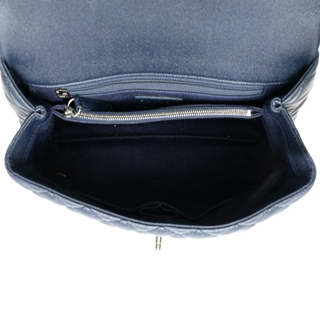 Chanel Large Caviar Coco Top Handle Bag Blue Leather Very good - Model View