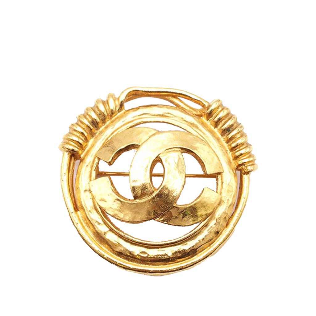Chanel Gold Plated CC Brooch