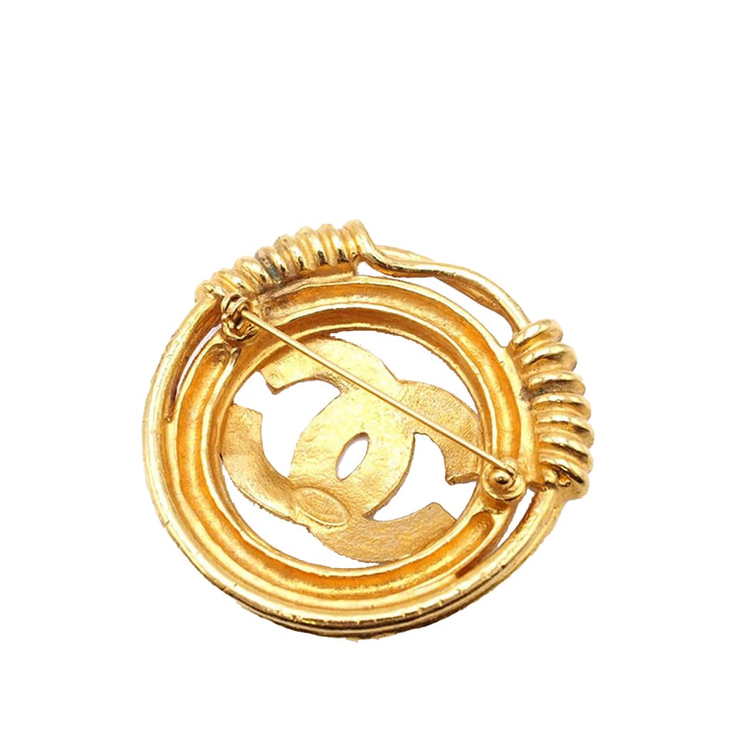 Chanel Gold Plated CC Brooch - 2
