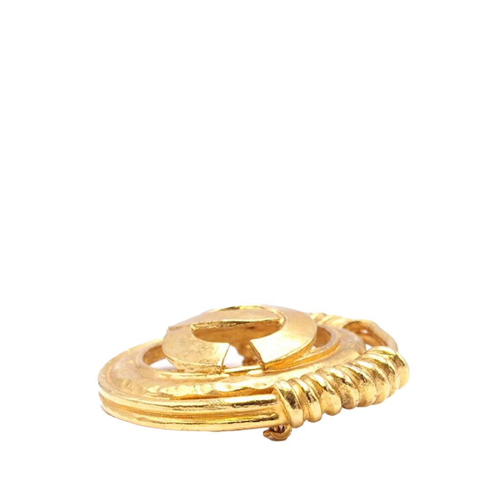 Chanel Gold Plated CC Brooch - 3