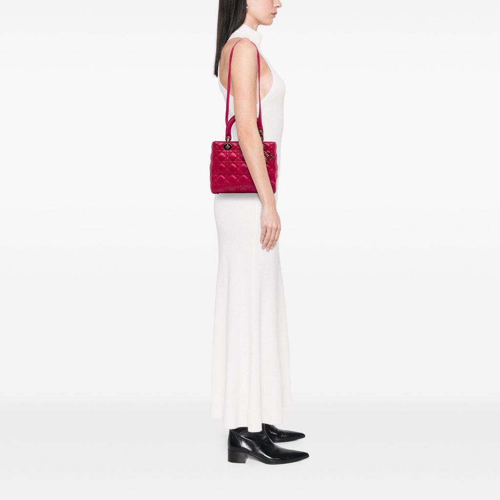 Dior Medium Lambskin Cannage Lady Dior - Image 11