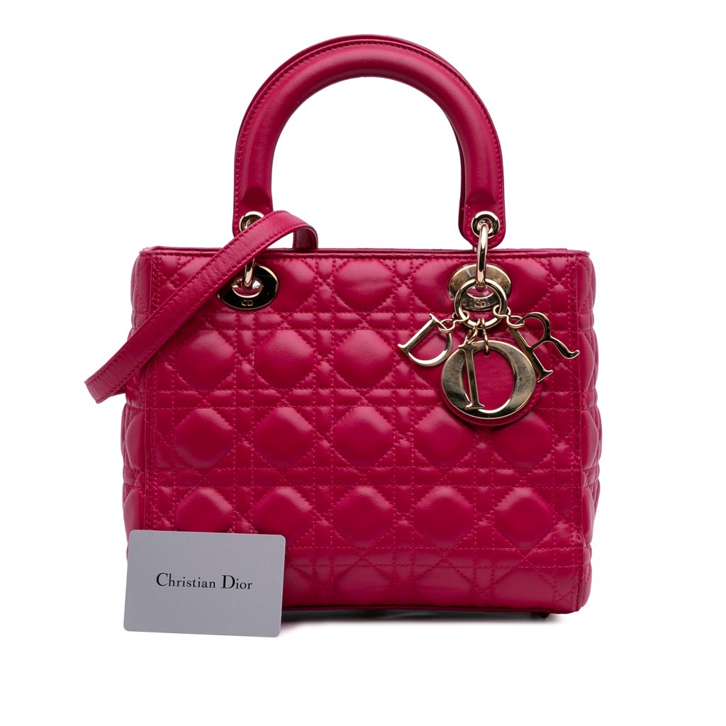 Dior Medium Lambskin Cannage Lady Dior - Image 12
