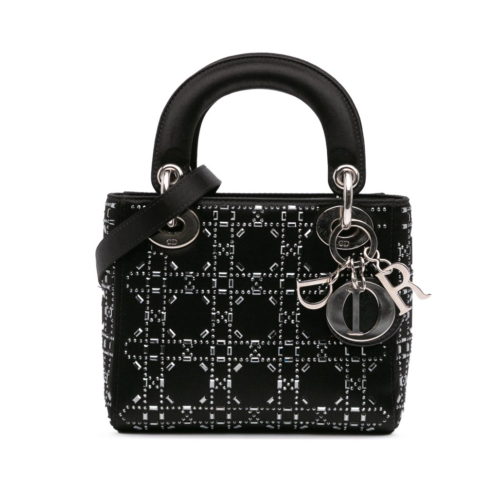 Dior Mini Satin Cannage Strass Crystal Embellished Lady Dior