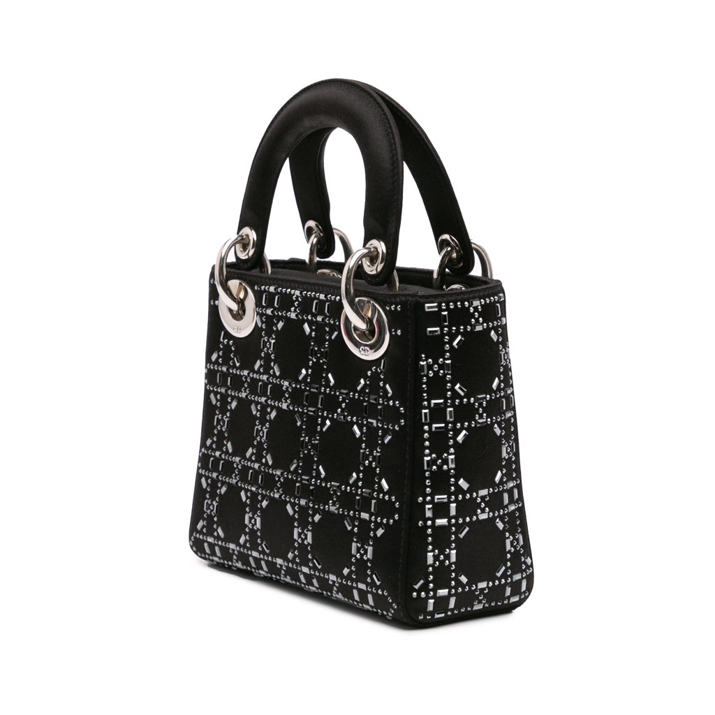 Dior Mini Satin Cannage Strass Crystal Embellished Lady Dior - 2