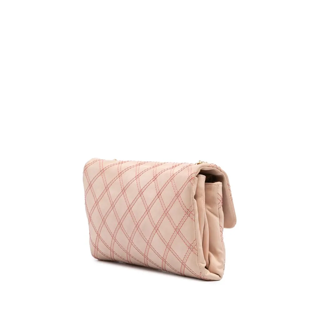 Chanel Jumbo Quilted Calfskin Triple Stitched Flap Brown Leather Very good - Back View
