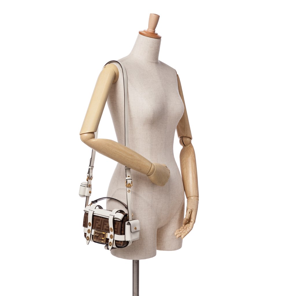 Fendi Mini Zucca Glazed Fabric Cage Baguette Satchel - Image 13