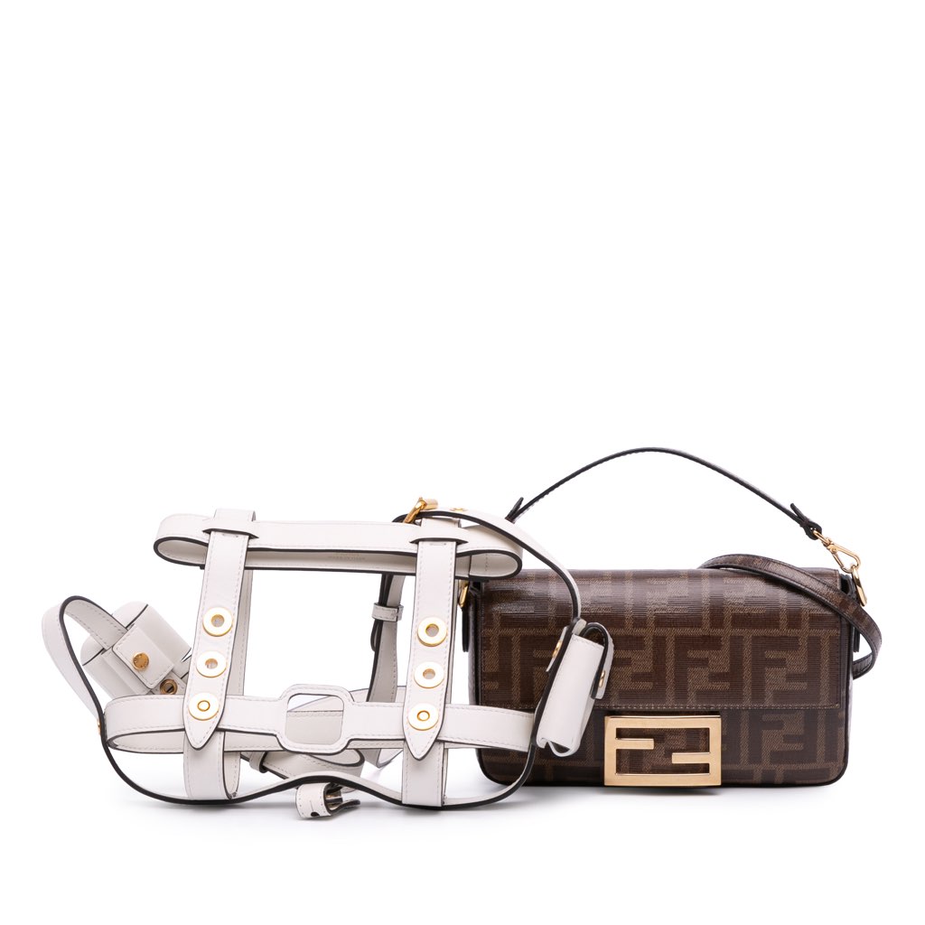 Fendi Mini Zucca Glazed Fabric Cage Baguette Satchel - Image 14