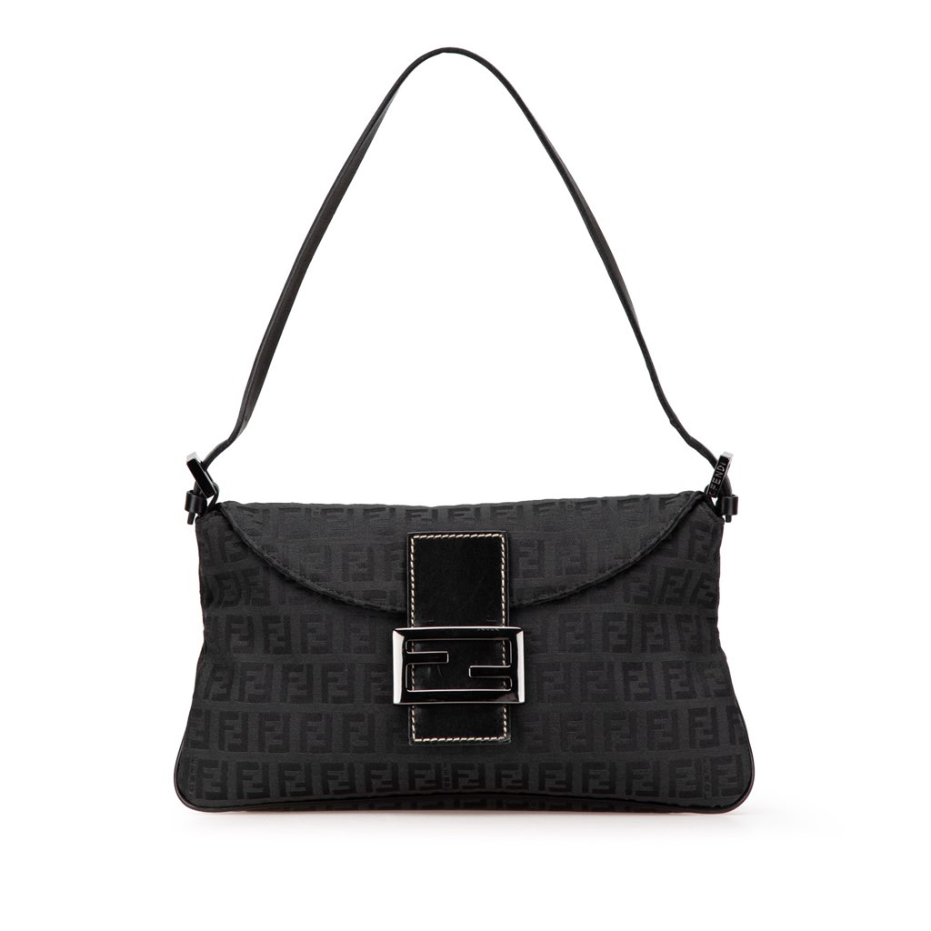 Fendi Zucchino Canvas Double Flap Shoulder Bag