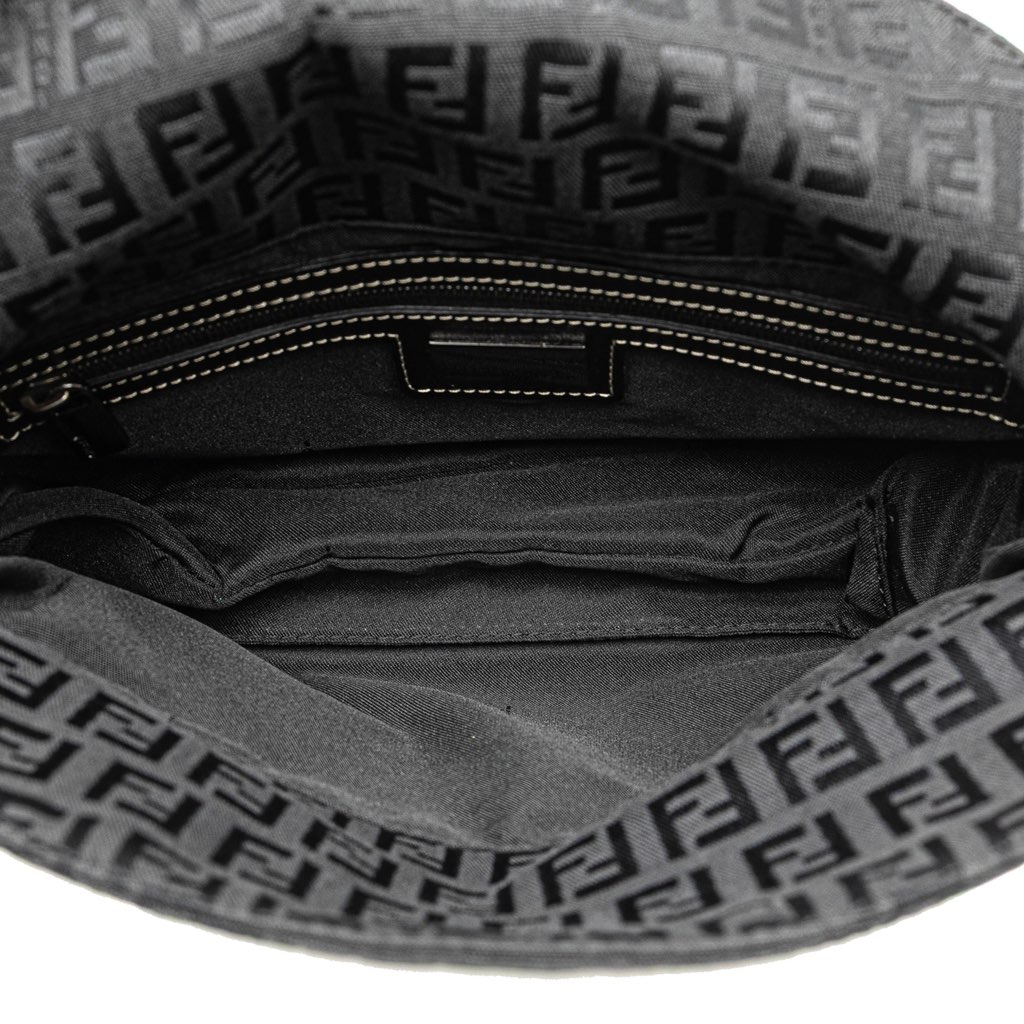Fendi Zucchino Canvas Double Flap Shoulder Bag - 4