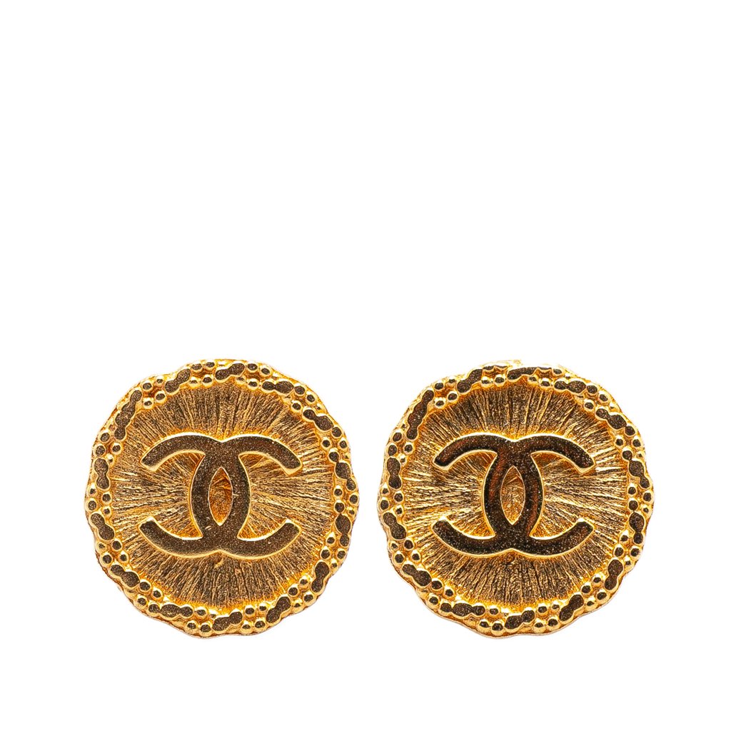Chanel Gold Plated CC Starburst Clip On Earrings