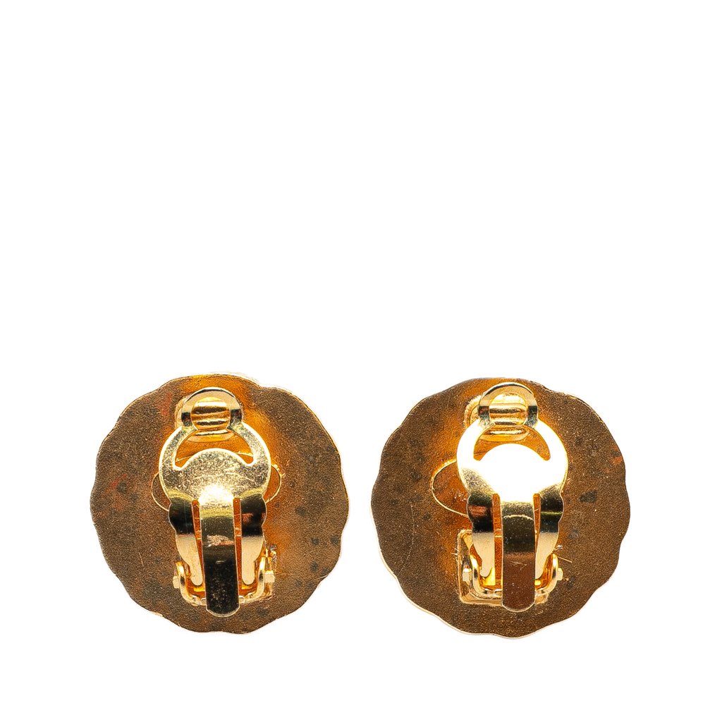Chanel Gold Plated CC Starburst Clip On Earrings - 2